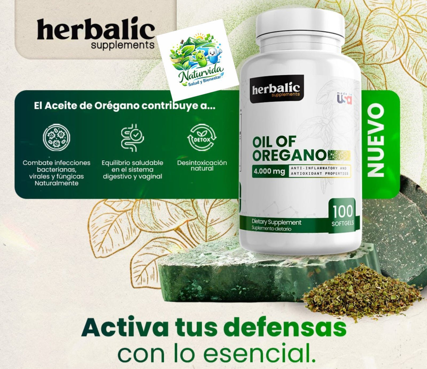 🌿 Oil of Oregano 4000 mg – 100 Softgels